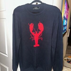 Navy Sweater with Red Lobster Design